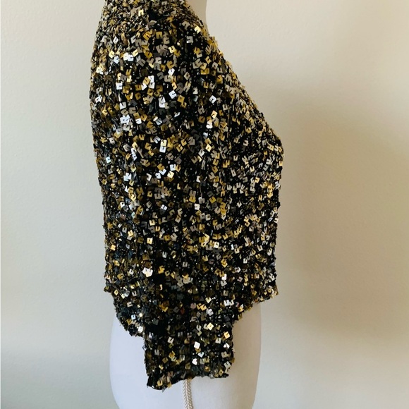 100% silk Sequin Embellished Jacket - Black and Gold - Picture 2 of 9